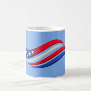 Caneca De Café Almofada USA Stars & Stripes Wave Vermelho Branc