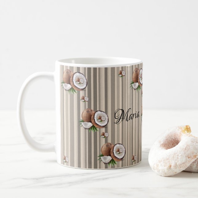 Caneca De Café Almond Stripe Mug (Com Donut)