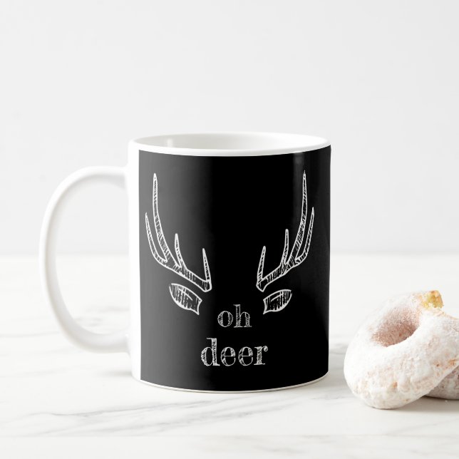 Caneca De Café "Alô, Caro", "Deer Antlers & Ears Coffee Mug" (Com Donut)