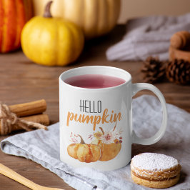 Caneca De Café Alô Moderno Pumpkin Orange Pumpkin Com Flores
