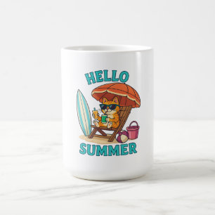 Caneca De Café Alô Summer Cat T-Shirt - Bonita oferta de cartoon
