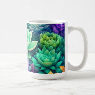 Caneca De Café Aloe Vera e Succulents Collage