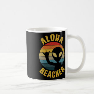 Caneca De Café Aloha Beaches Funny Retro Hawaii Shaka Alienígena 