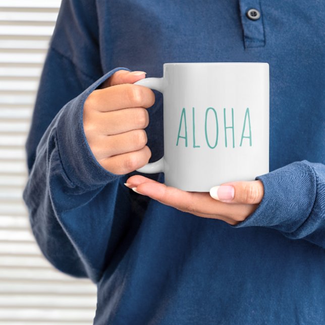 Caneca De Café "ALOHA" Estilo Costeiro Moderno da Fazenda (Criador carregado)