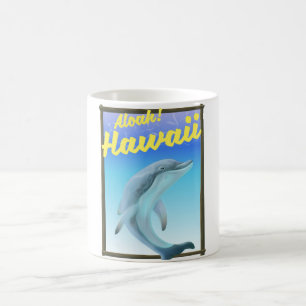 Caneca De Café Aloha! Havaí! Cartaz de viagem de golfinho