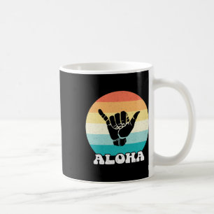 Caneca De Café Aloha Havaí Ilha Havaiana Sinal de Mão Shaka Retro