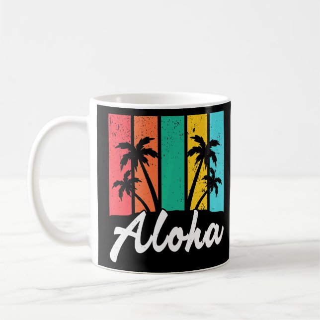 Caneca De Café Aloha Hawaii Island Palm Beach Surfboard (Esquerda)