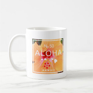 Caneca De Café Aloha Hawaii No. 50 State Island Orange Hibiscus