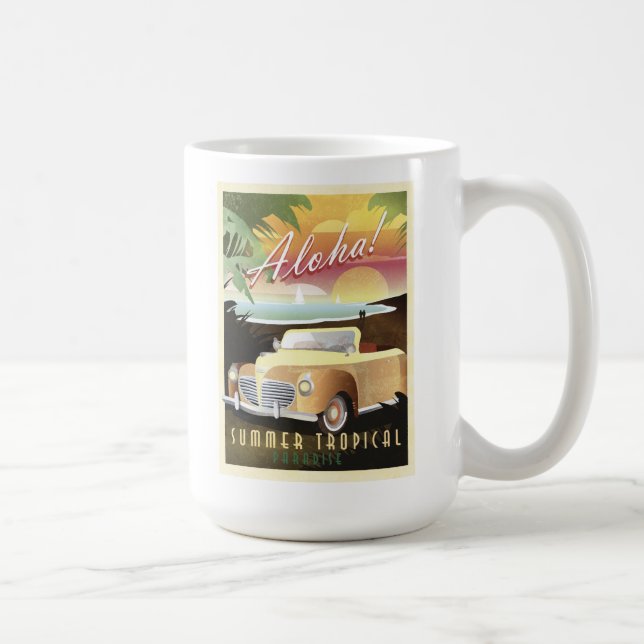 Caneca De Café Aloha! Paraíso tropical do verão (Direita)