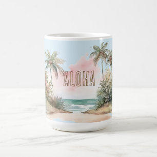Caneca De Café Aloha Tropical Beach Palm Trees