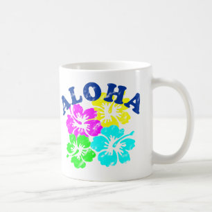 Caneca De Café Aloha Vintage Café Mug Summer Flowers no Havaí
