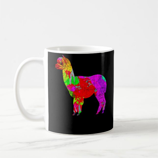 Caneca De Café Alpaca psicadélico afligida (Esquerda)