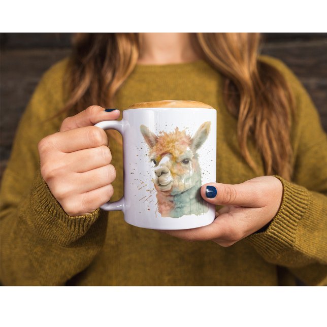 Caneca De Café Alpacas em Aquarela Caprichosa (Criador carregado)