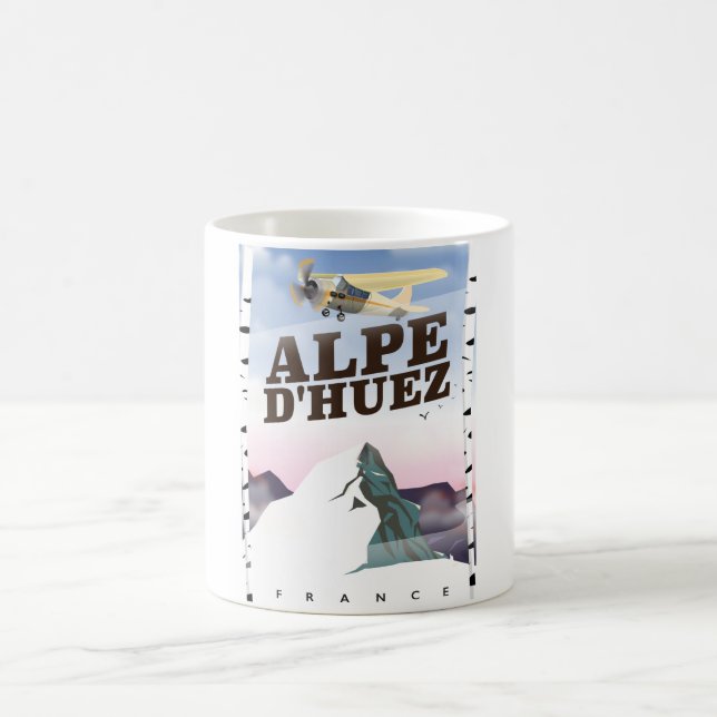 Caneca De Café Alpe d'Huez, poster de viagens de esqui da França (Centro)