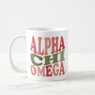 Caneca De Café Alpha Chi Omega Gráfico Empilhado Retro Groovy