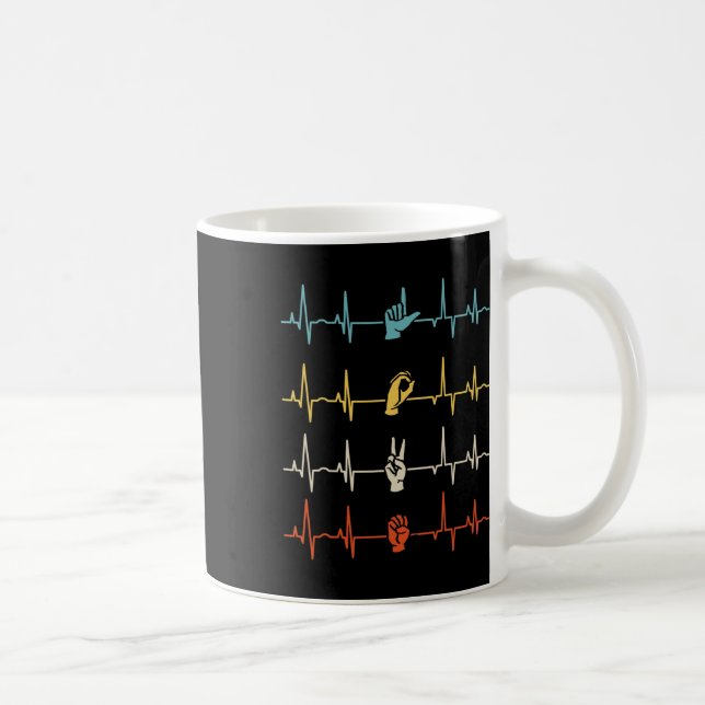 Caneca De Café Alphabet American Sing Language Asl Professor Hear (Direita)