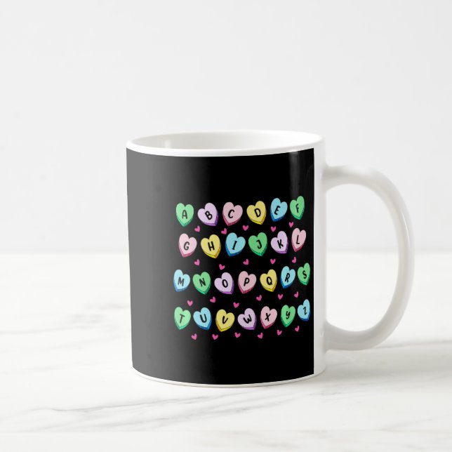 Caneca De Café Alphabet Candy Heart Love Valentines Day Teacher  (Direita)