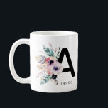 Caneca De Café Alphabet Mug Monograma Boho Aquarela inicial<br><div class="desc">Esta letra 'A' Alphabet Mug é tão bonito com lindas penas e flores de aquarela. É simples personalizar com um nome - você pode até mudar a cor de fundo também - Fácil! Veja a nossa loja Printique Creative para designs mais personalizáveis... e, claro, mais letras no Alfabeto Boho.</div>
