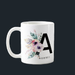 Caneca De Café Alphabet Mug Monograma Boho Aquarela inicial<br><div class="desc">Esta letra 'A' Alphabet Mug é tão bonito com lindas penas e flores de aquarela. É simples personalizar com um nome - você pode até mudar a cor de fundo também - Fácil! Veja a nossa loja Printique Creative para designs mais personalizáveis...  e,  claro,  mais letras no Alfabeto Boho.</div>