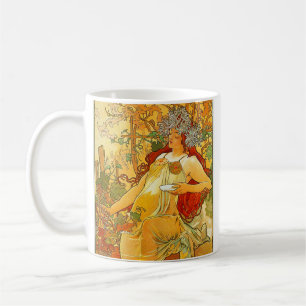Caneca De Café Alphonse Mucha Art Nouveau Autumn