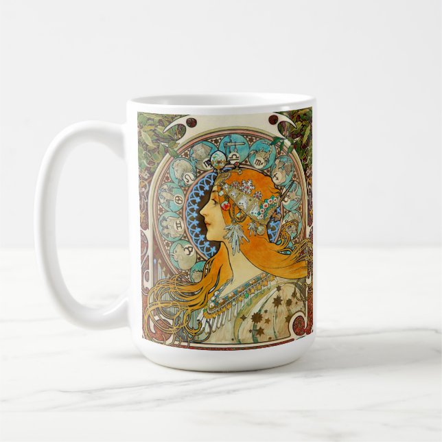 Caneca De Café Alphonse Mucha Art Nouveau Zodiac (Esquerda)