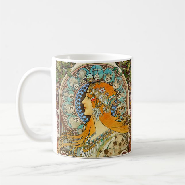 Caneca De Café Alphonse Mucha Art Nouveau Zodiac (Esquerda)