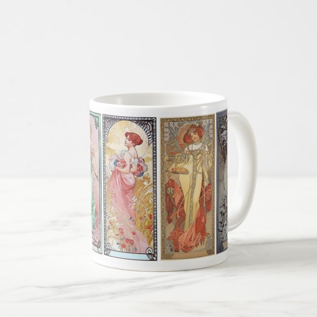 Caneca De Café Alphonse Mucha , As quatro estações, 1900 (Frente Esquerda)