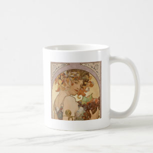 Caneca De Café Alphonse Mucha Fruta Art Nouveau Vintage Donzela