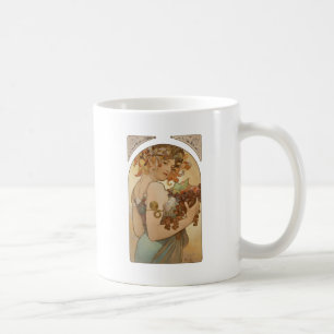 Caneca De Café Alphonse Mucha Fruta Art Nouveau Vintage Donzela
