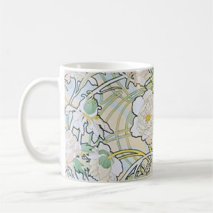 Caneca De Café Alphonse Mucha Peonies