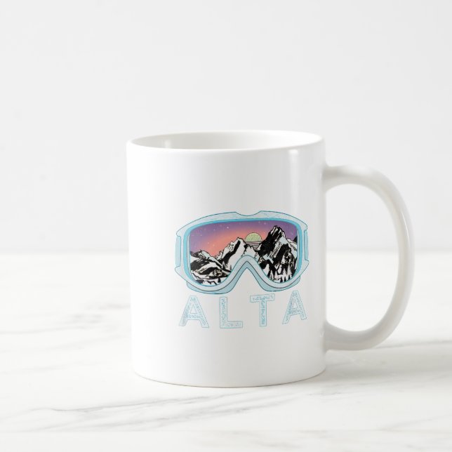 Caneca De Café Alta Ski Design _ Alta, Ut Skiing Neve Gift (Direita)