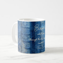 Caneca De Café Alte Bücher - goldene Ornamente - blau  | 