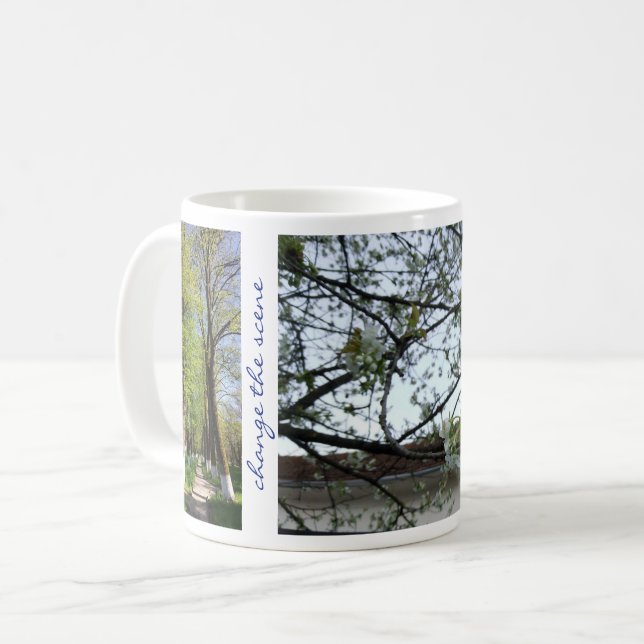 Caneca De Café Alterar Flores de Cena de Árvores de Cotação Inspi (Frente Esquerda)