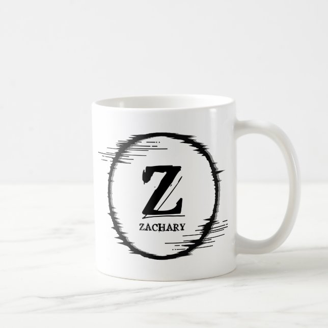 Caneca De Café Alterar Nome da Adição Inicial Distorcida Círculo  (Direita)