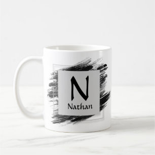 Caneca De Café Alterar Nome da Adição Inicial Pincel Preto - M N