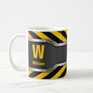 Caneca De Café Alterar Nome da Adição Inicial U V W X Y Z Amarelo