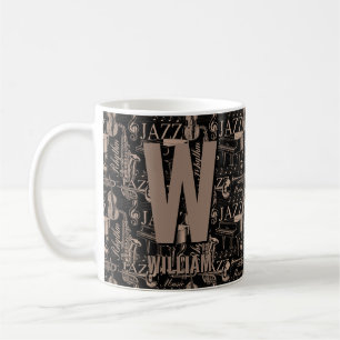 Caneca De Café Alterar Nome da Adição Inicial U V W X Y Z Música