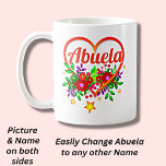 Caneca De Café Alterar Nome da Avó - Abuela Heart & Flowers<br><div class="desc">Mude isso para o nome que você usa para sua avó. Um presente perfeito para o Dia de as mães,  o aniversário dela,  ou no Natal - Veja minha loja para muito mais presentes excelentes.</div>