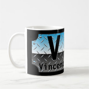 Caneca De Café Alterar Nome do Adição Inicial U V W X Y Z Blue Ch