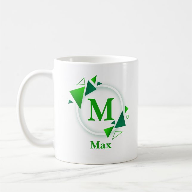 Caneca De Café Alterar Nome do Adicionar Inicial Círculo Branco V (Esquerda)