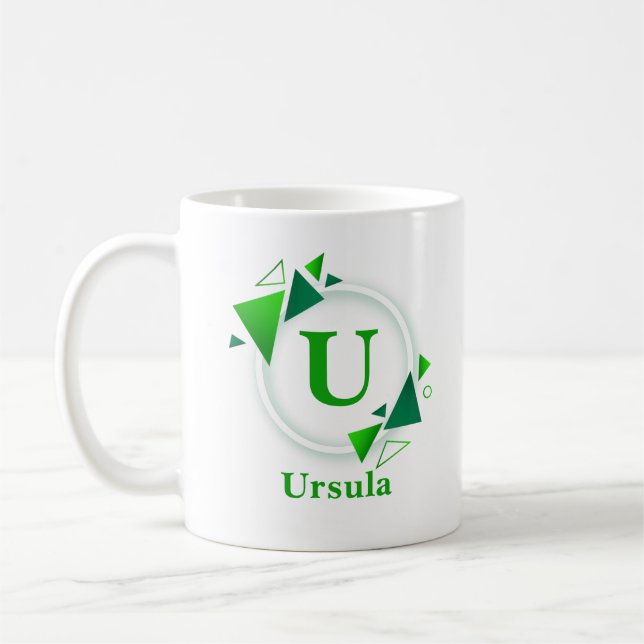 Caneca De Café Alterar Nome do Adicionar Inicial Círculo Branco V (Esquerda)