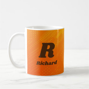 Caneca De Café Alterar Nome do Adicionar Inicial Laranja Amarelo
