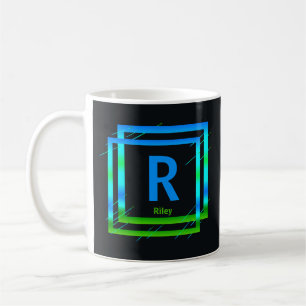 Caneca De Café Alterar Nome do Adicionar Inicial Pares Verdes Azu