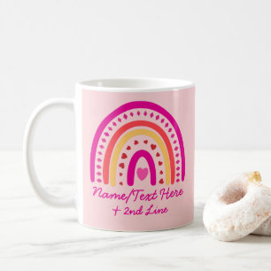 Caneca De Café Alterar Nome do Adicionar Texto, Boho Arco-Íris C