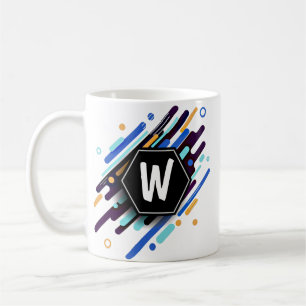 Caneca De Café Alterar para qualquer inicial na pintura azul - W 
