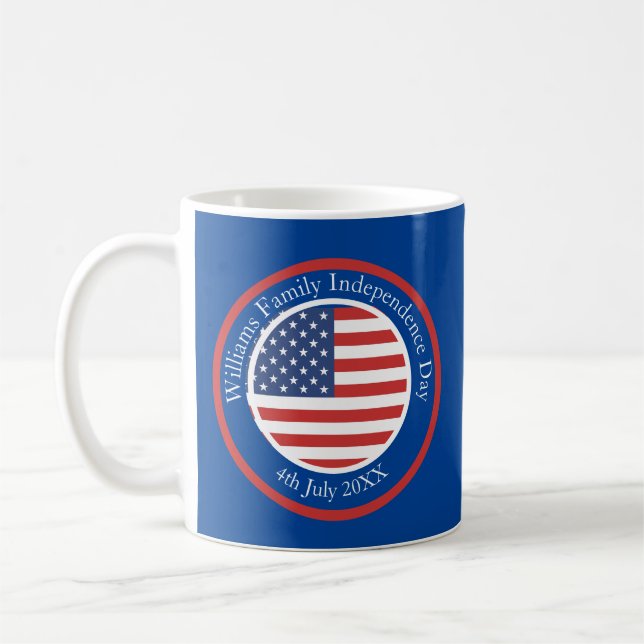 Caneca De Café Alterar qualquer texto EUA Sinalizar Independência (Esquerda)