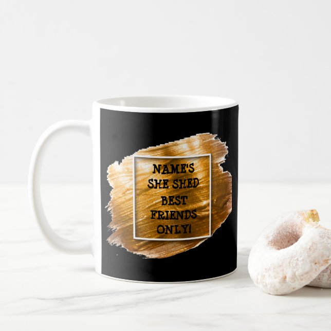 Caneca De Café Alterar Texto Adicionar Nome Ela Estimulou Dourado (Com Donut)