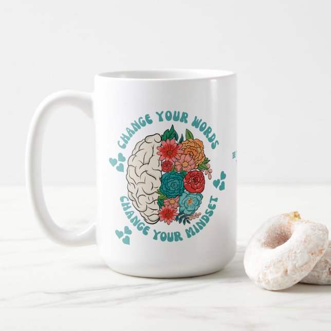 Caneca De Café ALTERE SUAS PALAVRAS MUDE O Cristão da Mentset (Com Donut)