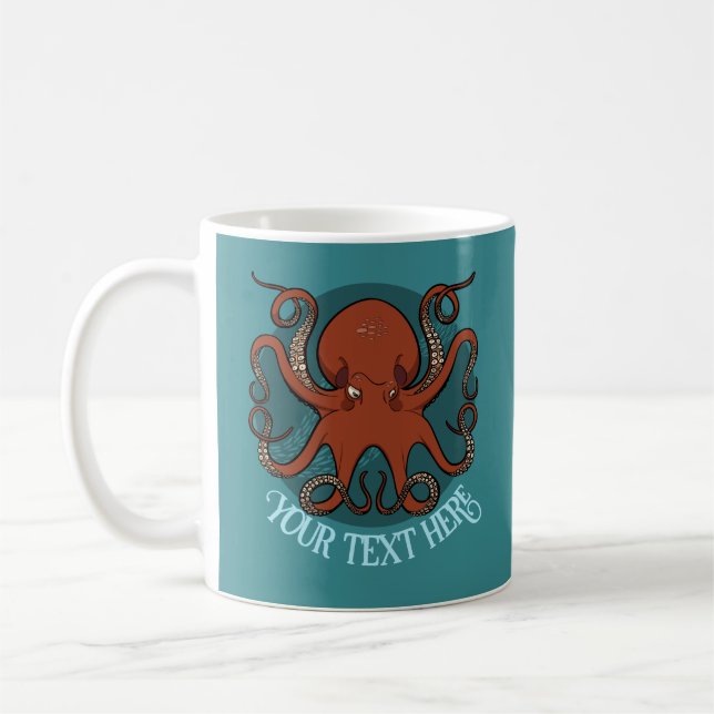 Caneca De Café Alternative Octopus Artwork Add Your Text Design (Esquerda)