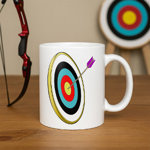 Caneca De Café Alvo de Archery Bullseye com Arrow Hitting Center